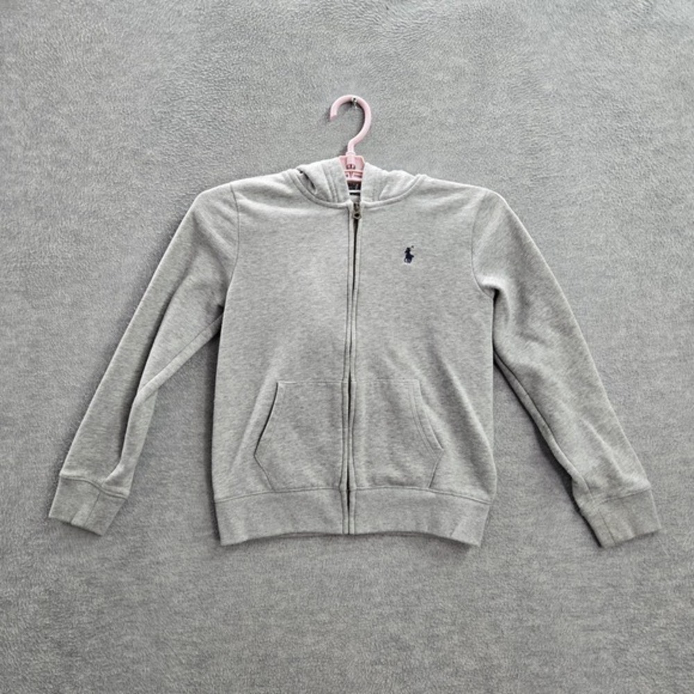 Polo Ralph Lauren Boys Hoodie M Gray Player Embroidery Activewear